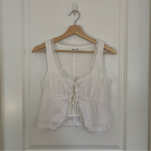 Reformation White Lace Trim Top - Picture 2 of 8